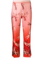 F.r.s For Restless Sleepers Dragonfly Print Cropped Trousers - Pink &