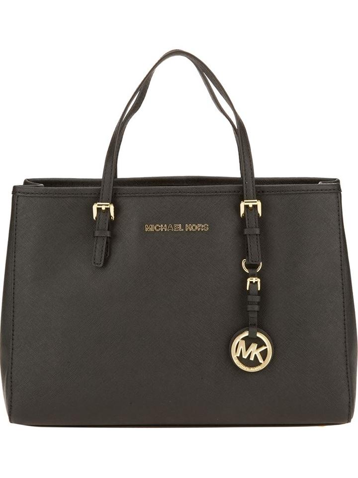 Michael Michael Kors 'jet Set' Tote, Women's, Black, Calf Leather/leather