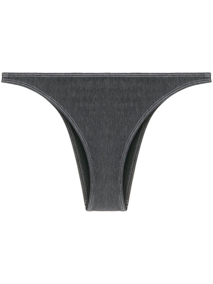 Solid & Striped Denim-style Bikini Briefs - Blue