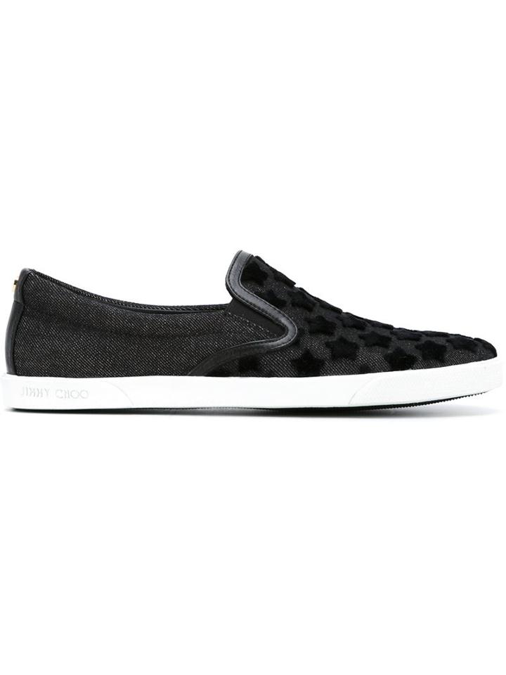 Jimmy Choo Demi Slip-on Sneakers, Women's, Size: 37.5, Black, Cotton/leather/rubber