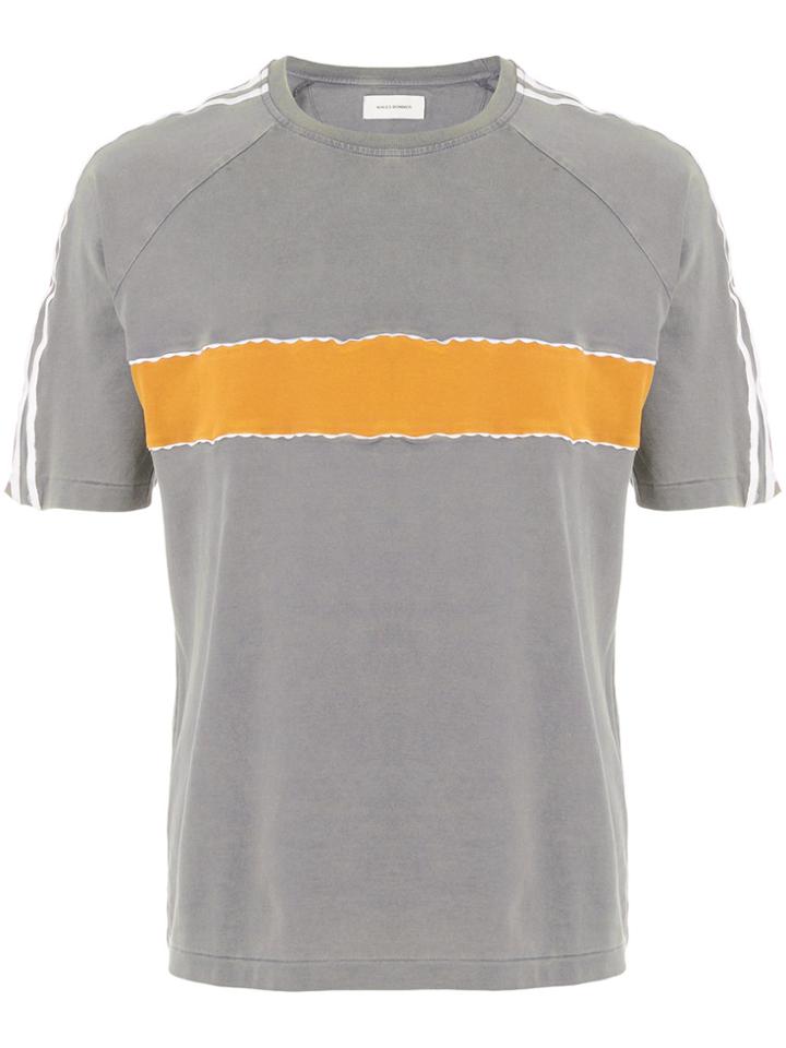Wales Bonner Crew Neck Panelled T-shirt - Grey