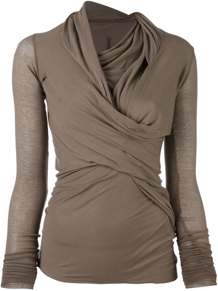 Rick Owens Lilies Wrap Blouse, Women's, Size: 44, Nude/neutrals, Cotton/polyamide/viscose