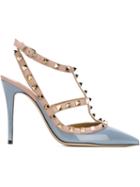 Valentino Garavani Rockstud Pumps, Women's, Size: 35, Blue, Leather/patent Leather/metal Other