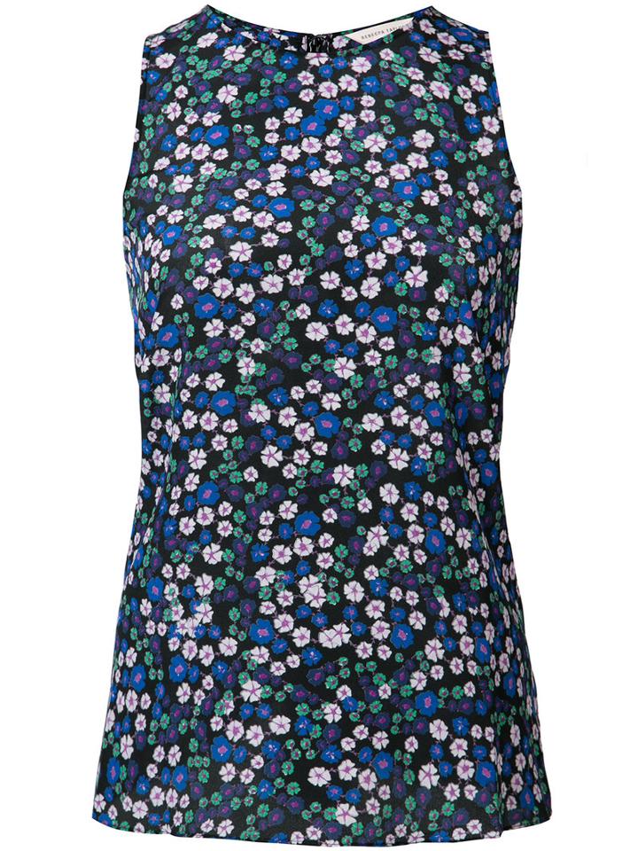 Rebecca Taylor Floral Print Tank, Women's, Size: 10, Black, Silk
