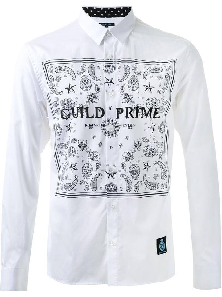 Guild Prime Square Print Shirt, Men's, Size: 1, White, Cotton