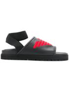 Emporio Armani Embroidered Logo Sandals - Black