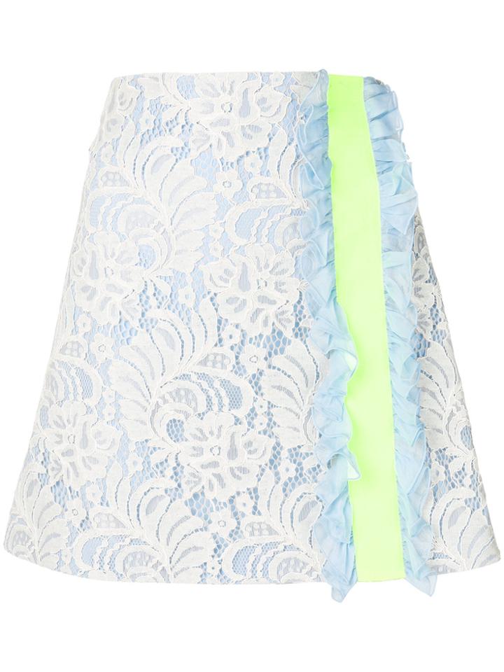 Brognano Lace Ruffle Trim Skirt - Blue