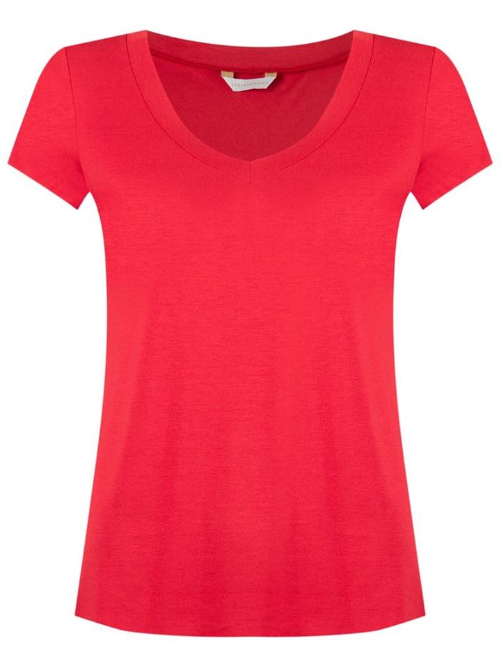 Lygia & Nanny V-neck T-shirt, Women's, Size: 40, Red, Cotton/spandex/elastane