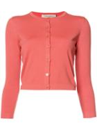 Carolina Herrera - Three Quarter Sleeve Cardigan - Women - Silk/cotton - M, Pink/purple, Silk/cotton