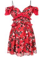 Self-portrait Cold Shoulder Floral Mini Dress - Red