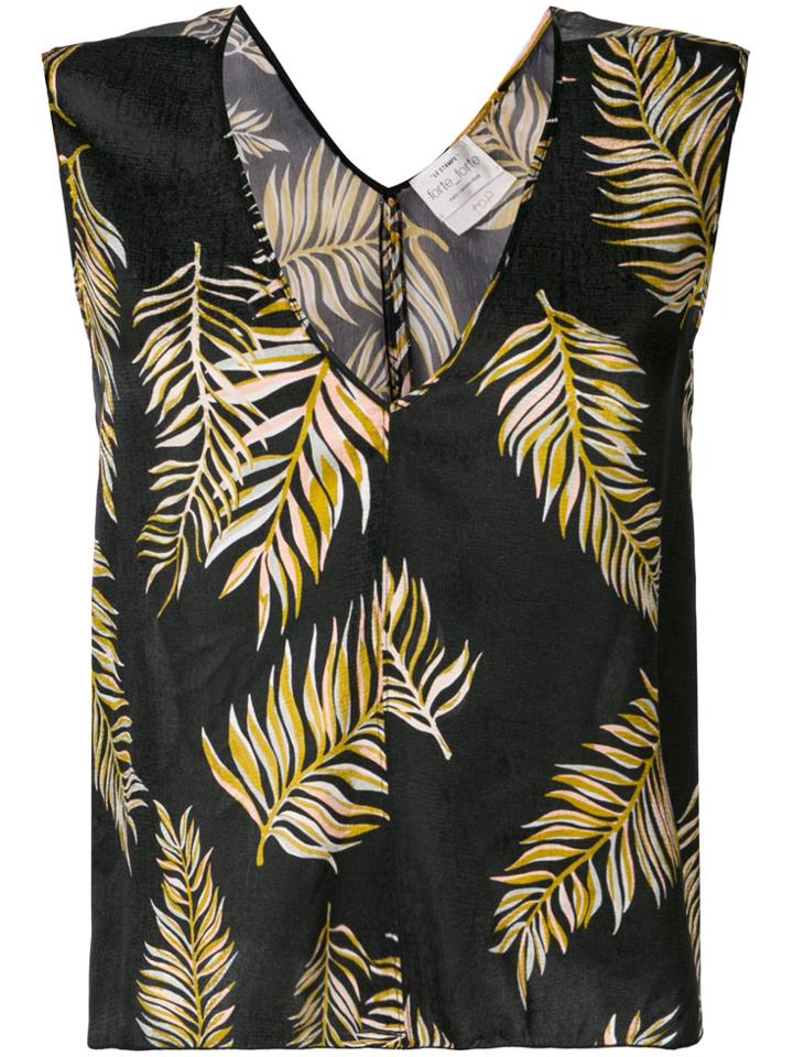 Forte Forte Leaf Print Tank Top - Black