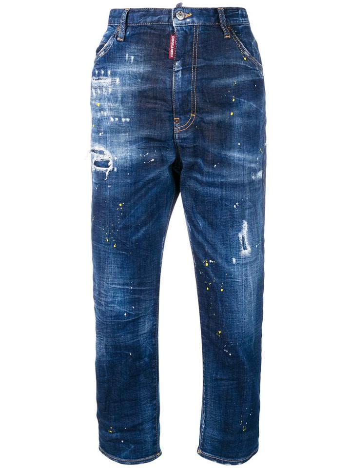Dsquared2 Cropped High Waisted Jeans - Blue
