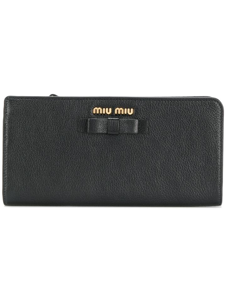 Miu Miu Bow Continental Wallet - Black