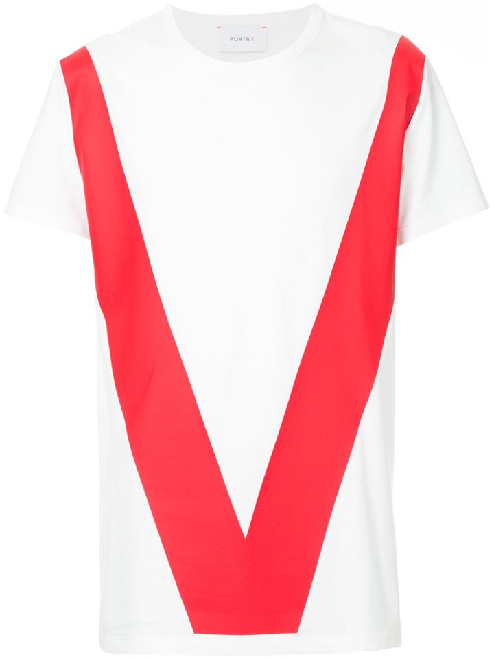 Ports V Colour-block T-shirt - White