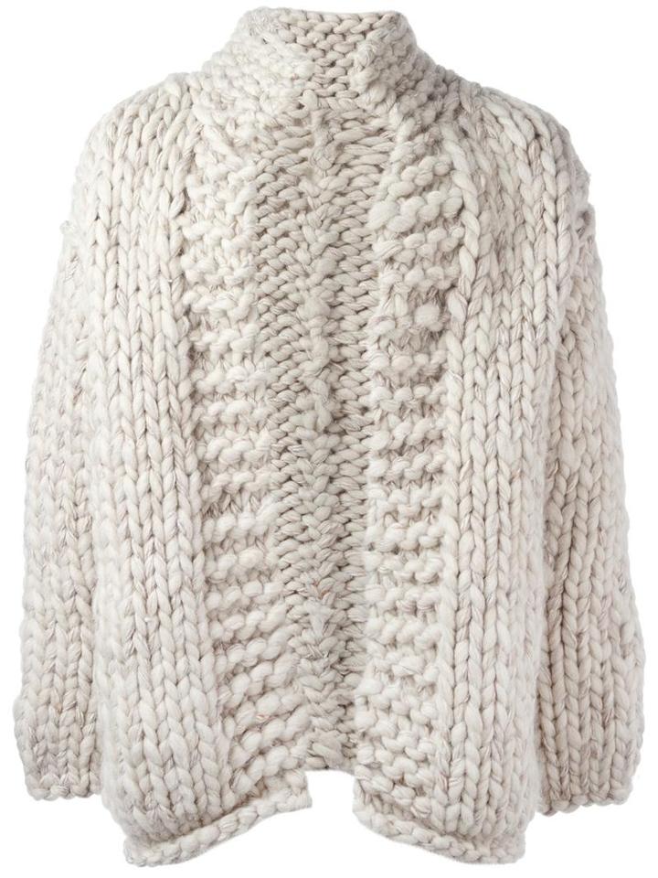 Yohji Yamamoto High Neck Open Cardigan, Men's, Size: 3, Nude/neutrals, Wool