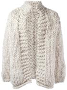 Yohji Yamamoto High Neck Open Cardigan, Men's, Size: 3, Nude/neutrals, Wool