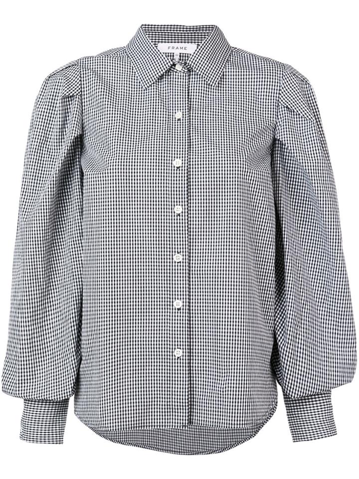 Frame Denim Gingham Puff Sleeve Shirt - Black