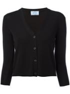 Prada Cropped Fitted Cardigan, Women's, Size: 42, Black, Silk/cashmere
