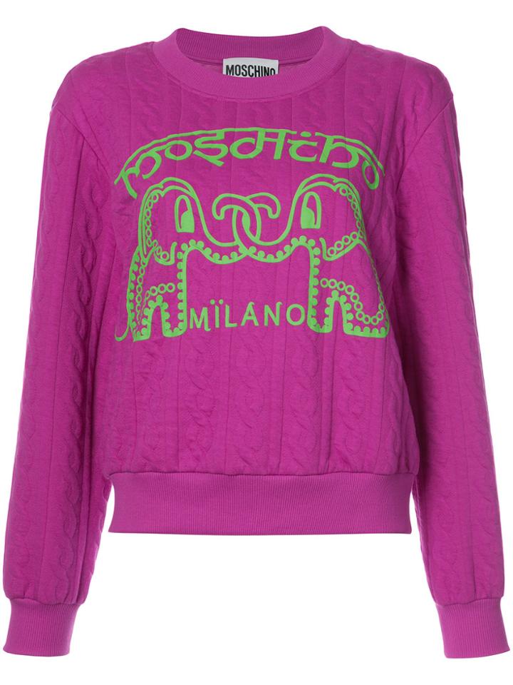 Moschino Elephant Cable Knit Sweater - Pink & Purple