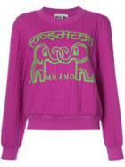 Moschino Elephant Cable Knit Sweater - Pink & Purple
