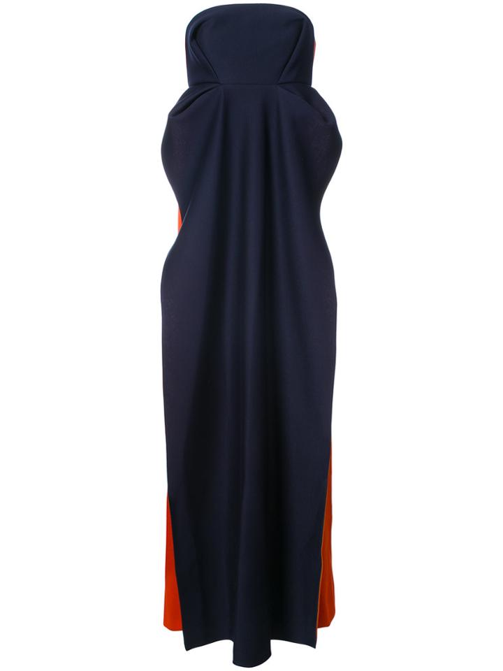 Delpozo Colour Block Strapless Dress - Blue