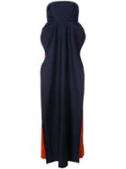 Delpozo Colour Block Strapless Dress - Blue