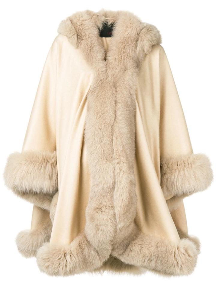 Liska Hooded Fur-trimmed Coat - Neutrals