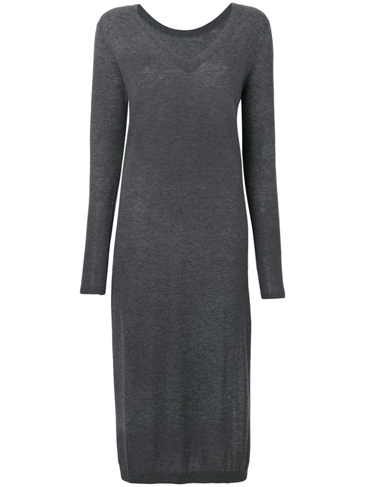 Twin-set V-neck Sweater Dress - Grey