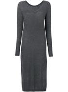Twin-set V-neck Sweater Dress - Grey