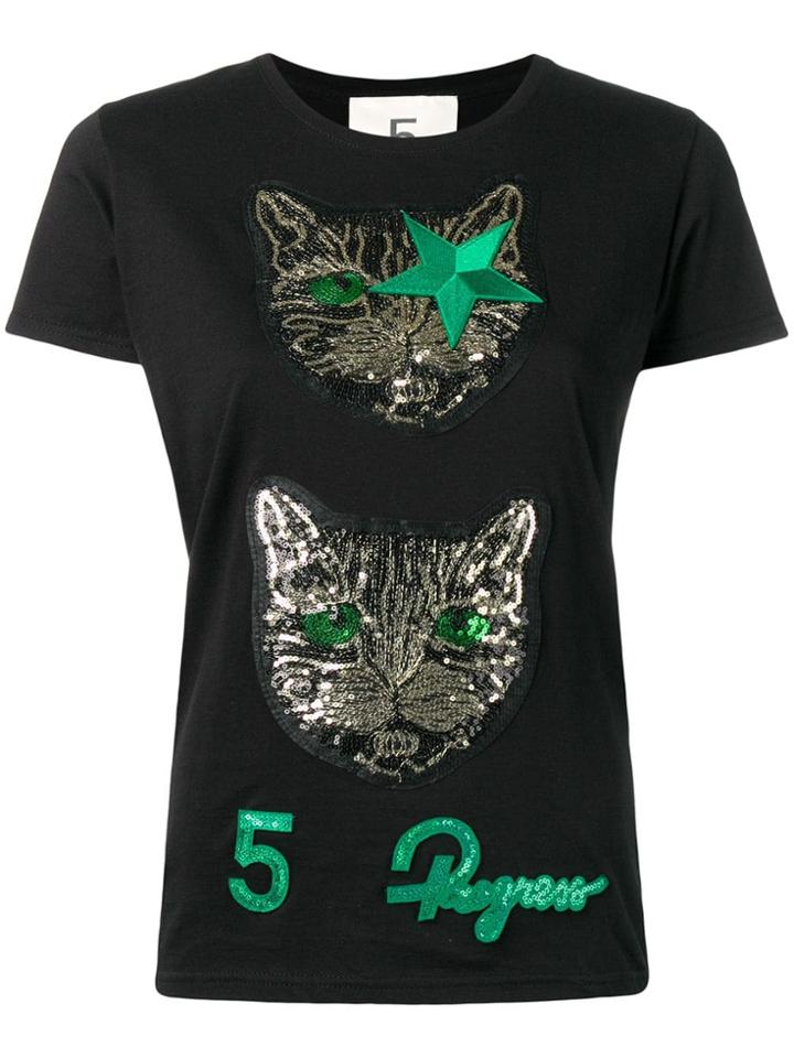 5 Progress Sequin Embroidered T-shirt - Black