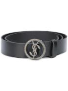 Saint Laurent Monogram Serpent Buckle Belt, Men's, Size: 90, Black, Leather