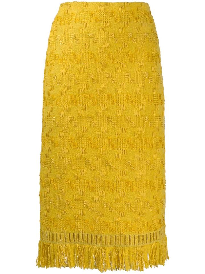 Ermanno Scervino Geometric Embroidery Skirt - Yellow