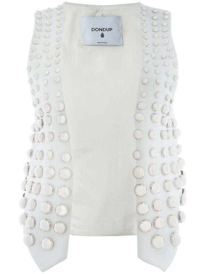Dondup Studded Waistcoat, Women's, Size: 44, White, Linen/flax/cupro/spandex/elastane