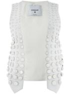 Dondup Studded Waistcoat, Women's, Size: 44, White, Linen/flax/cupro/spandex/elastane