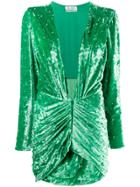 Attico Embellished Draped Dress - Green