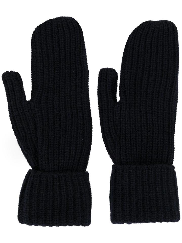 Wood Wood Elna Ribbed-knit Gloves - Blue
