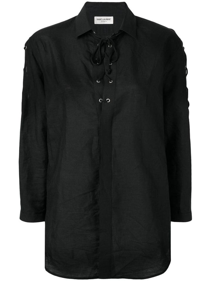 Saint Laurent Lace-up Shirt - Black