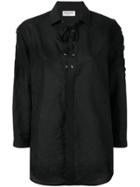 Saint Laurent Lace-up Shirt - Black