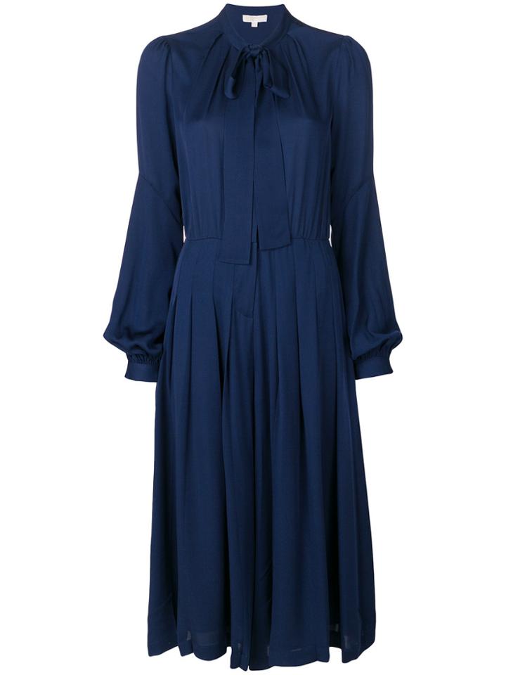 Michael Michael Kors Tie Neck Midi Shirt Dress - Blue