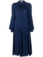 Michael Michael Kors Tie Neck Midi Shirt Dress - Blue