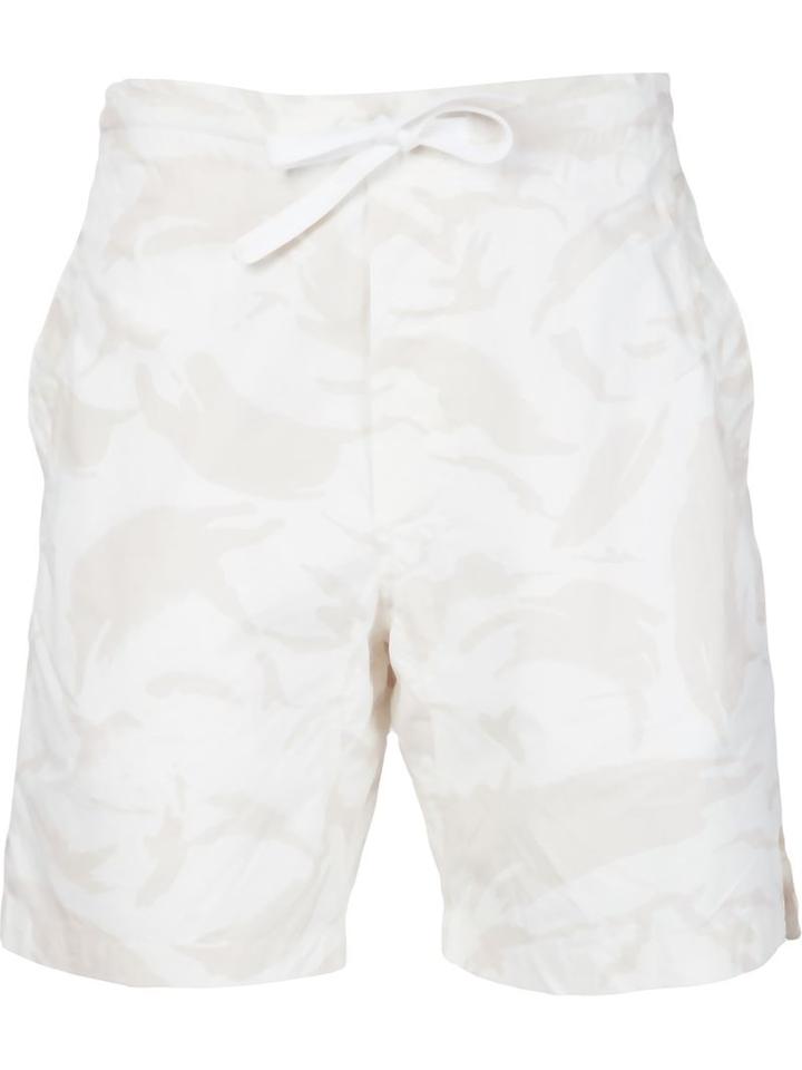 Maharishi Floral Print Bermuda Shorts, Men's, Size: Large, White, Cotton