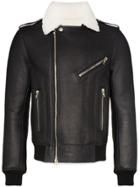 Balmain Shearling Leather Biker Jacket - Black