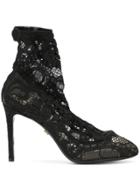 Dolce & Gabbana Stretch Lace Boots - Black