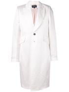 Ann Demeulemeester Single Breasted Long Overcoat - White