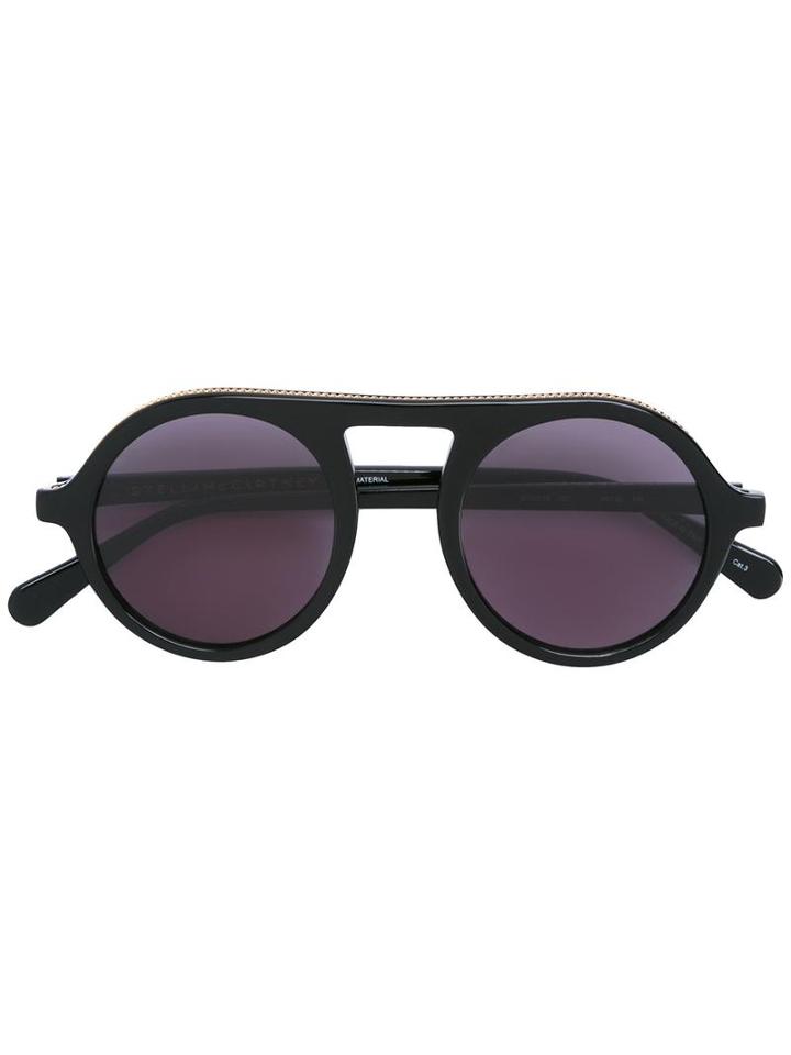 Stella Mccartney Chain Trim Round Sunglasses, Women's, Black, Acetate/metal (other)