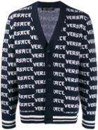 Versace Jacquard Logo Knitted Cardigan - Blue