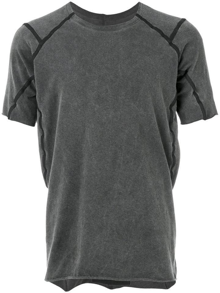 Isaac Sellam Experience - Insert Detail T-shirt - Men - Cotton/calf Leather - L, Grey, Cotton/calf Leather