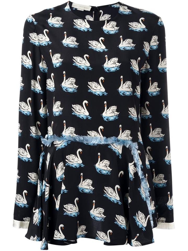 Stella Mccartney Fringed Swan Print Blouse