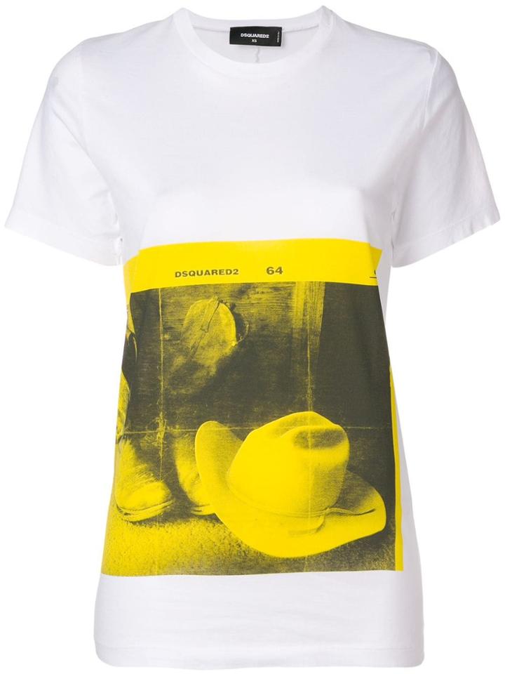 Dsquared2 Cowboy Hat Print T-shirt - White