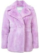 Alberta Ferretti Wide Lapel Fur Coat - Pink & Purple